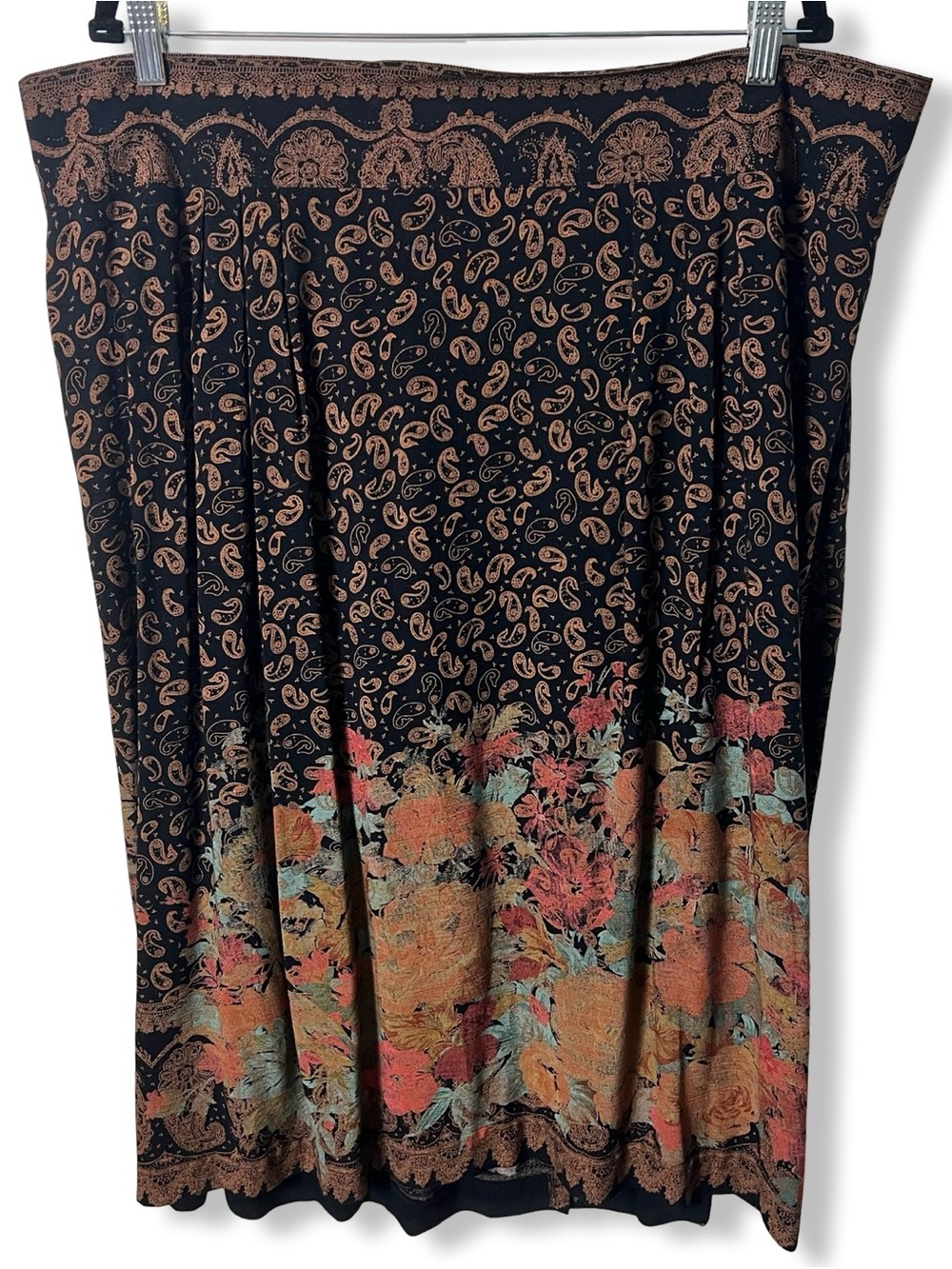 A.C. Sport Vintage Black Paisley Floral Open Jacket Maxi Skirt Set Sz 22W 24W - Picture 8 of 16